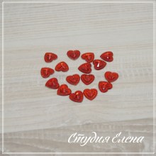 Кабошоны-стразы "Сердечко" 12 мм, красный