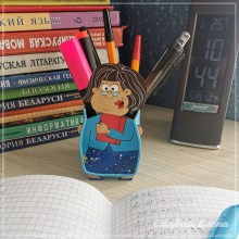 карандашница учительница в синем