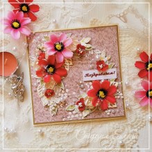 Цветочная открытка розовая
